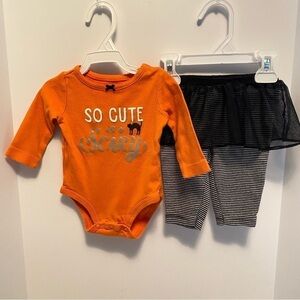 Carter's Baby Girl "So Cute It's Scary" Halloween Bodysuit & Tutu Size 3 Months